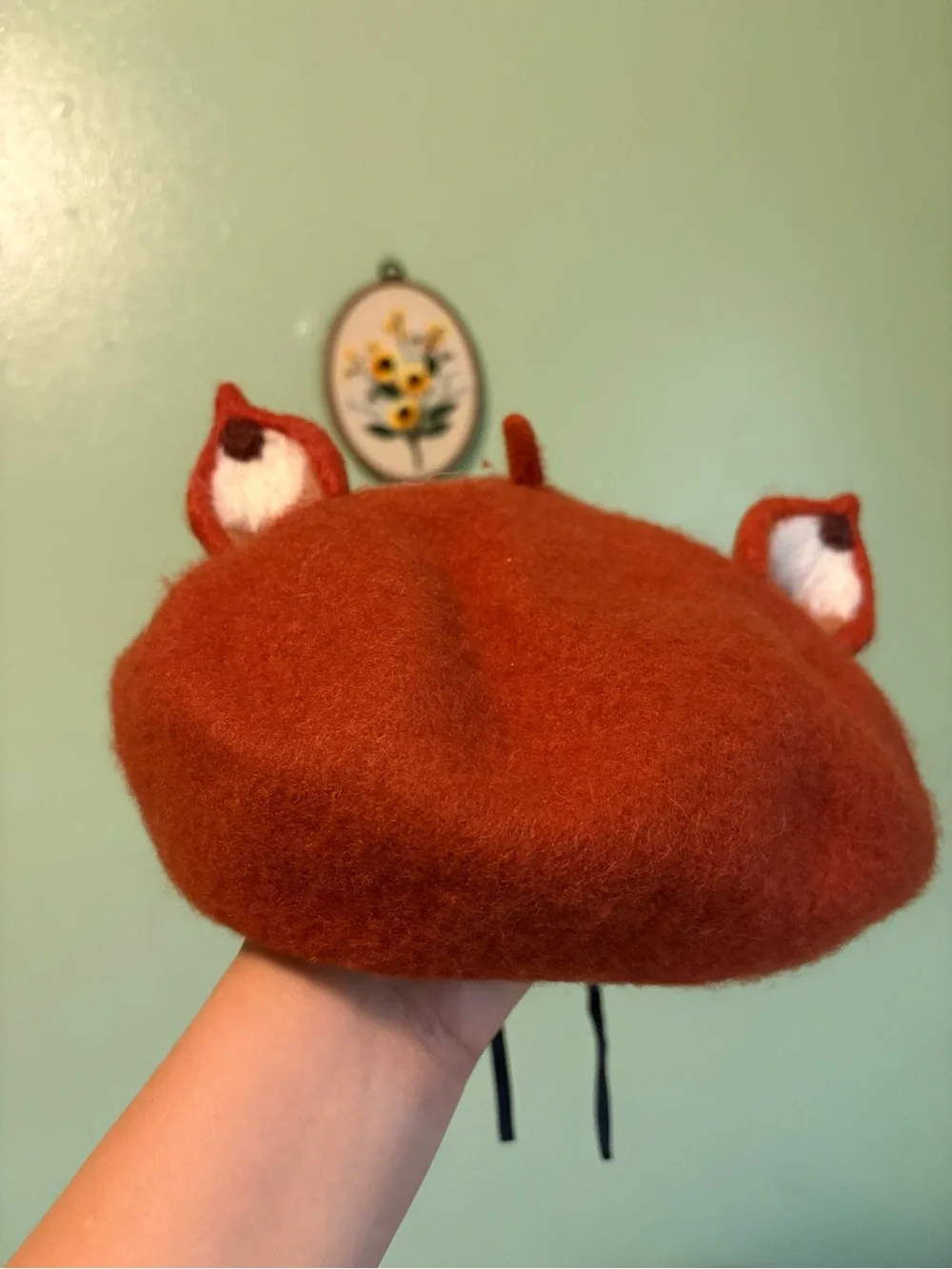 Handmade Felted Wool Beret - Fox